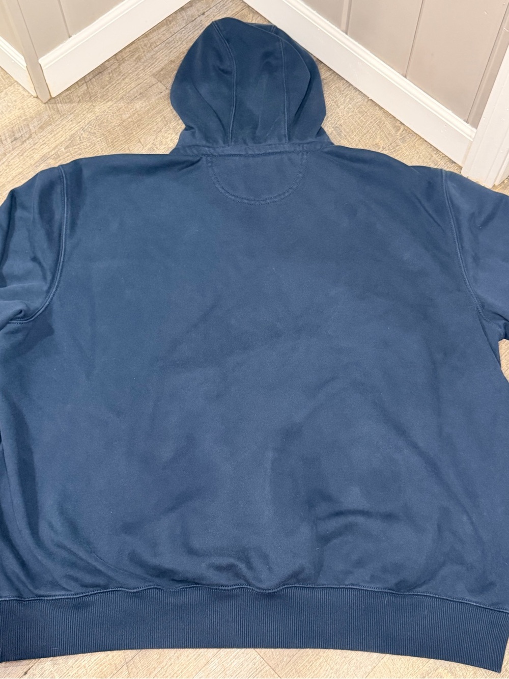 Carhartt Rain Defender Navy Quarter-Zip Hooded Sweatshirt - Picture 7 of 9